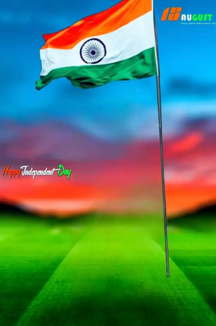 15 August Indain Flag Waving Editing Background