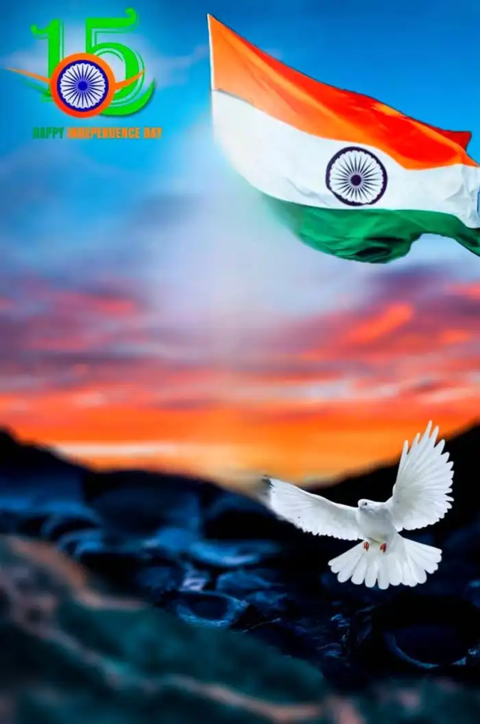 15 August Indain Flag With Bird Editing Background