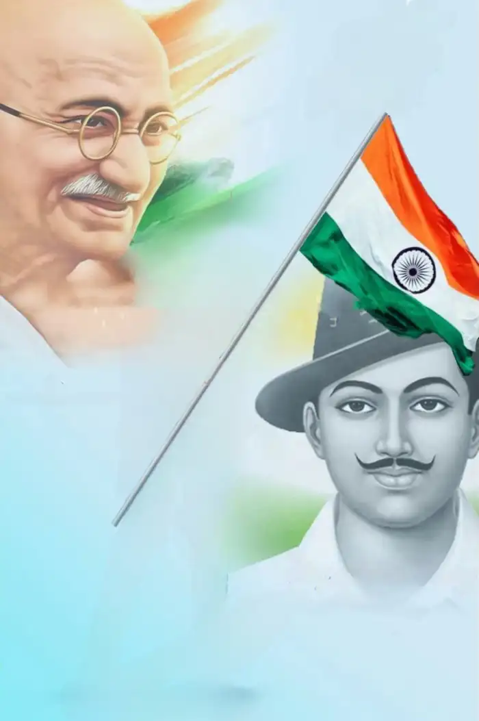 15 August Indain Flag With Mahatma Gandhi Editing Background