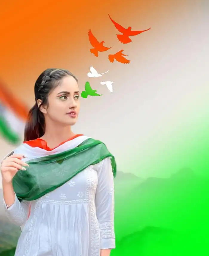 15 August Independence Day Photo Editing Girl  Background  Tiranga