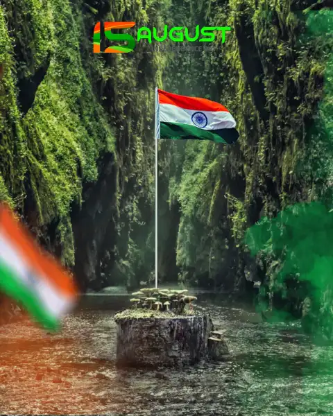 15 August Indian Flag In Forest CB Editing Background HD