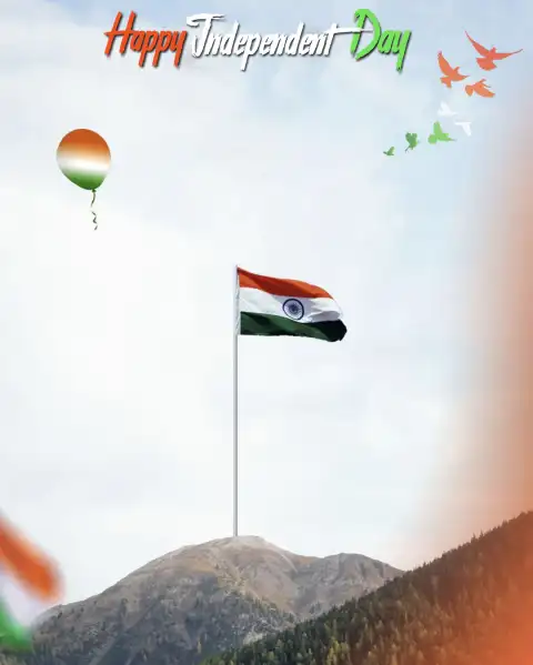 15 August Indian Flag On Mountain Editing Background HD  (110)