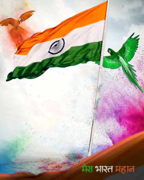 15 August Indian Flag With Bird Editing Background HD