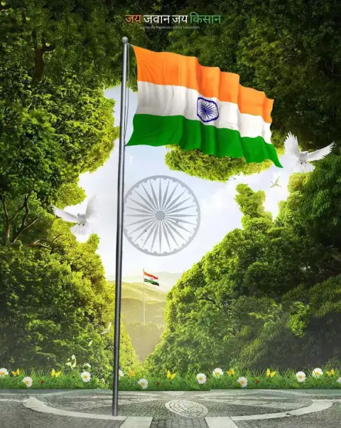 15 August Indian Map With Flag CB Editing Background HD