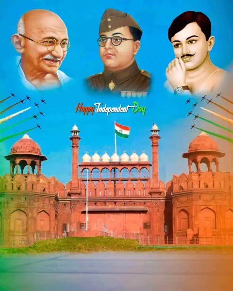 15 August Mahatma Gandhi Red Fort CB Editing Background HD