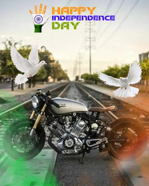 15 August Silver Bike On Railway Track CB Editing Background HD