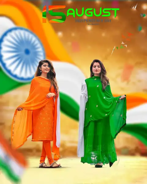 15 August Two Girl Standing Picsart Editing Background HD