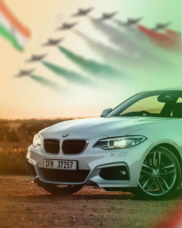 15 August White Car Photo Editing Background Full HD