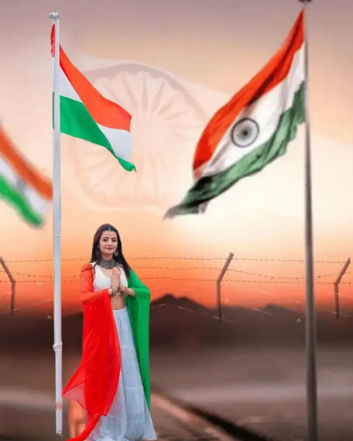 15 August With Girl Editing Background HD Download