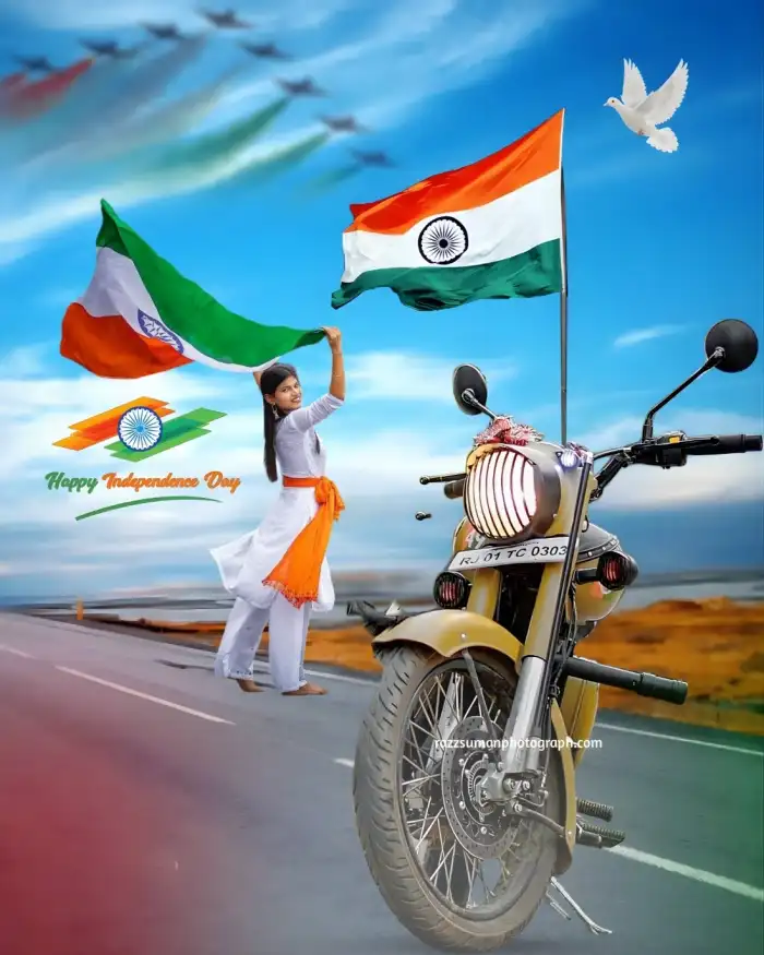 15 August With Girl Editing Background HD Download 