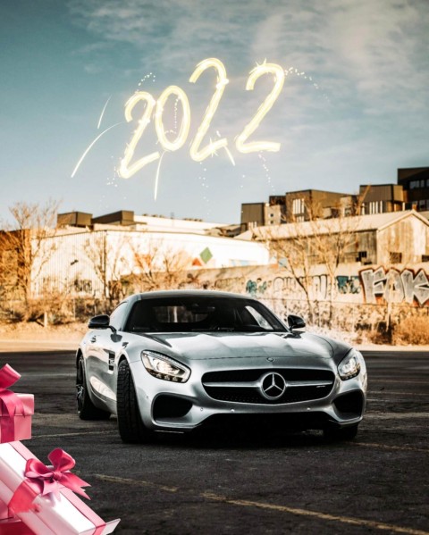 2022 Happy New Year Car On Road  PicsArt  Background