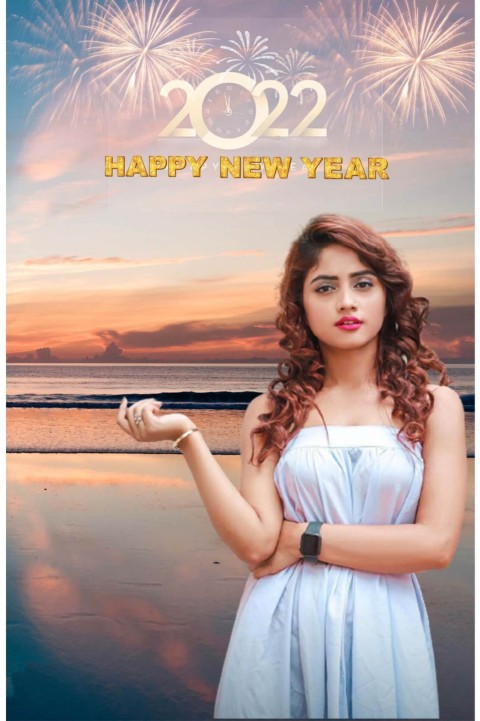 2022 Happy New Year  Girl PicsArt Editing Background