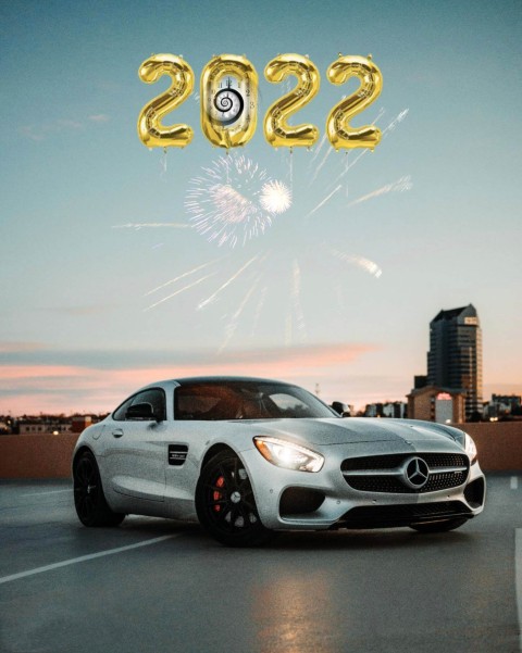 2022 Happy New Year Silver Car CB PicsArt Editing Background