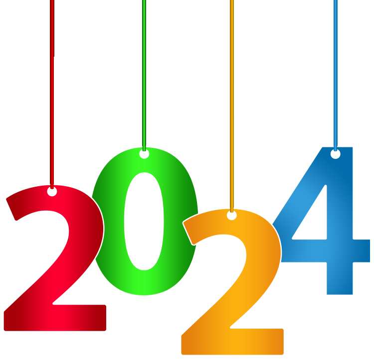 2024 Hanging Colorful Number PNG Images