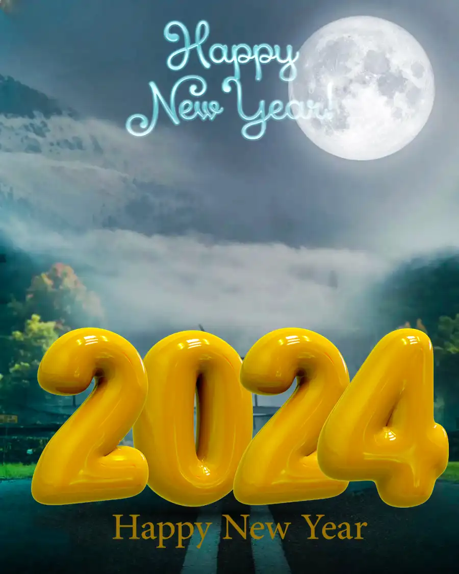 2024 Happy New Moon In SKY Picsart Background