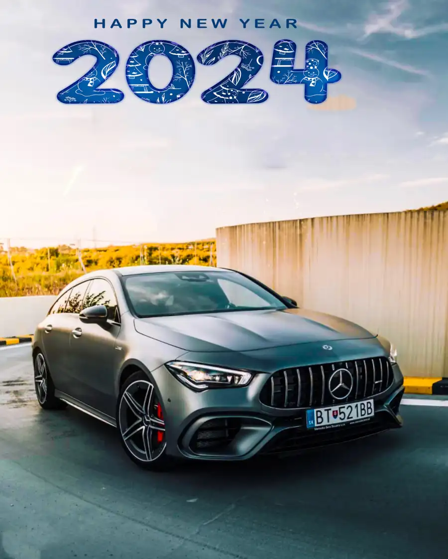 2024 Happy New Year Car Parked On Road Editing Background