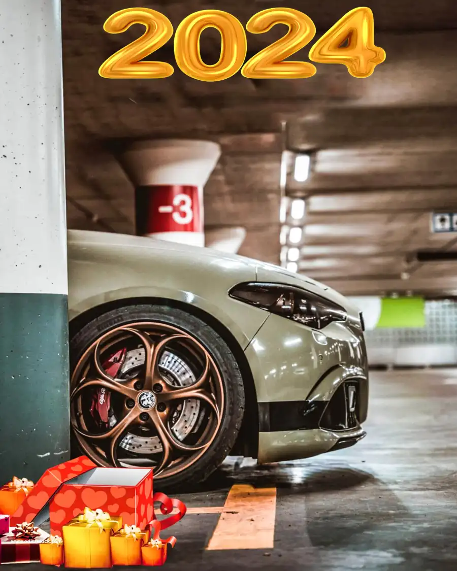 2024 Happy New Year Car With A Large 2024 Logo HD Background Free