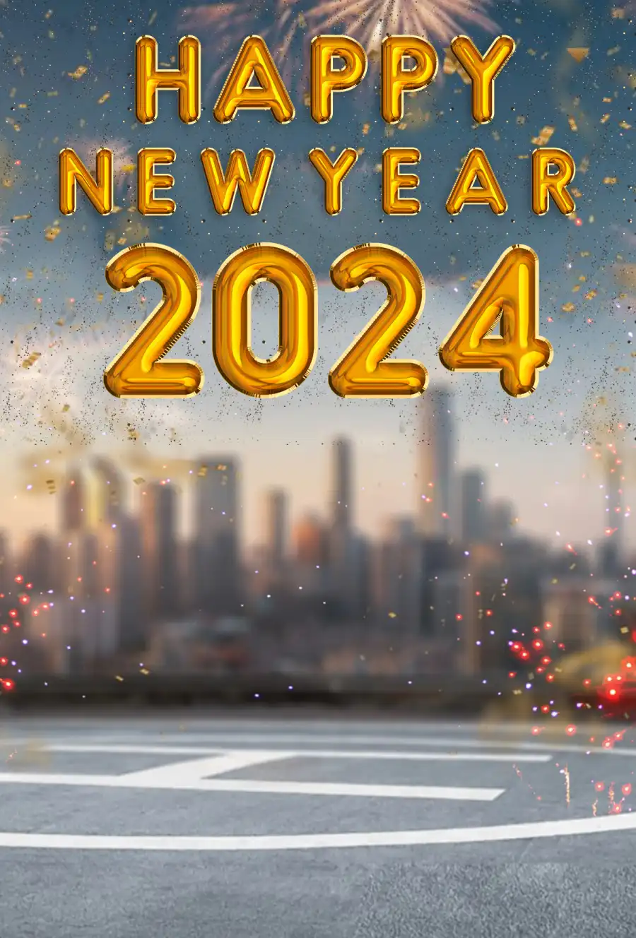 2024 Happy New Year City Skyline At Night Photo Editing Background