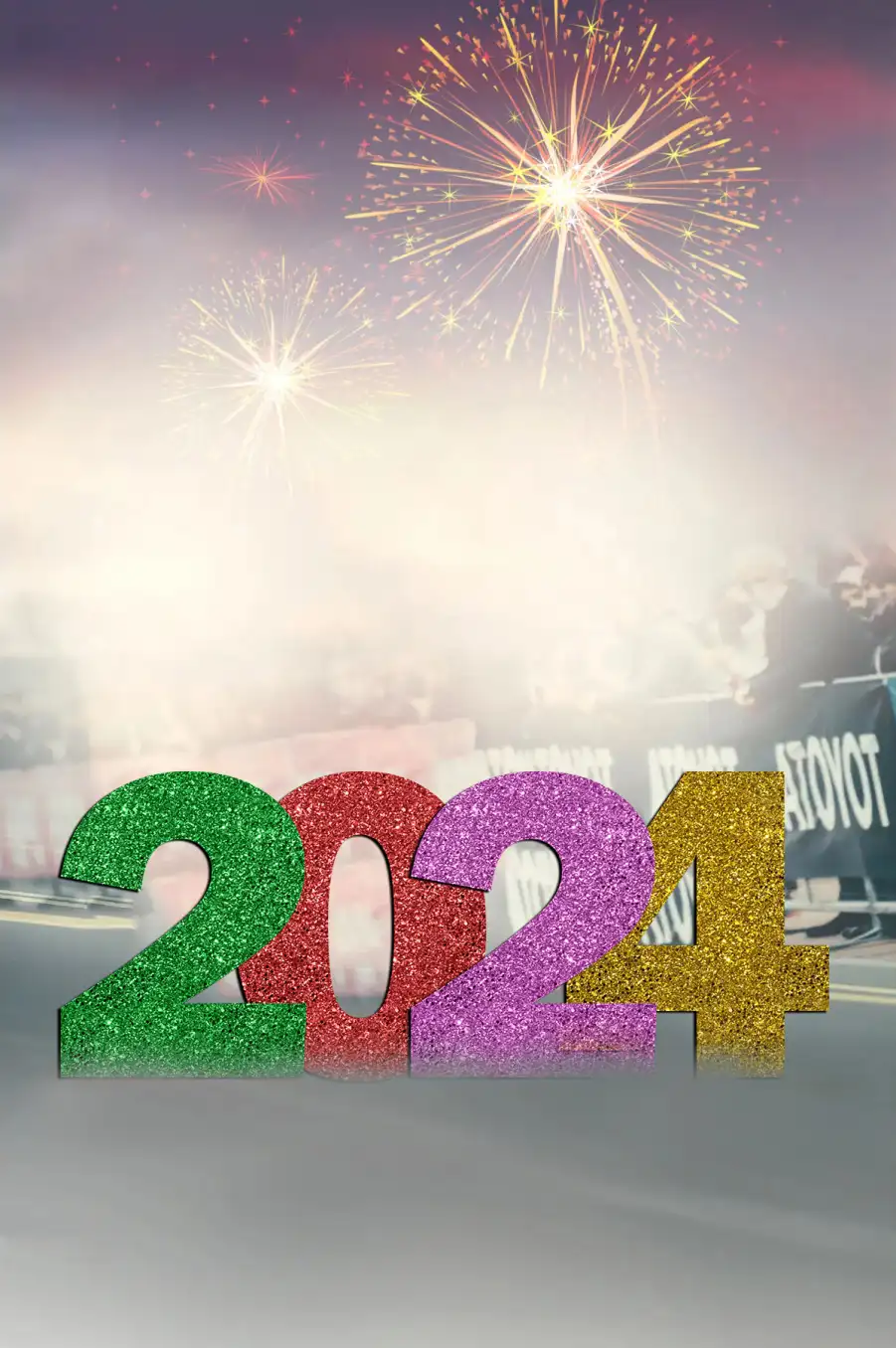 2024 Happy New Year Fireworks In The Sky Ful l HD Background