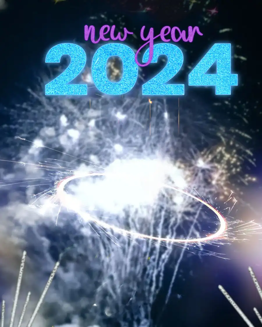 2024 Happy New Year Fireworks In The Sky Picsart Background