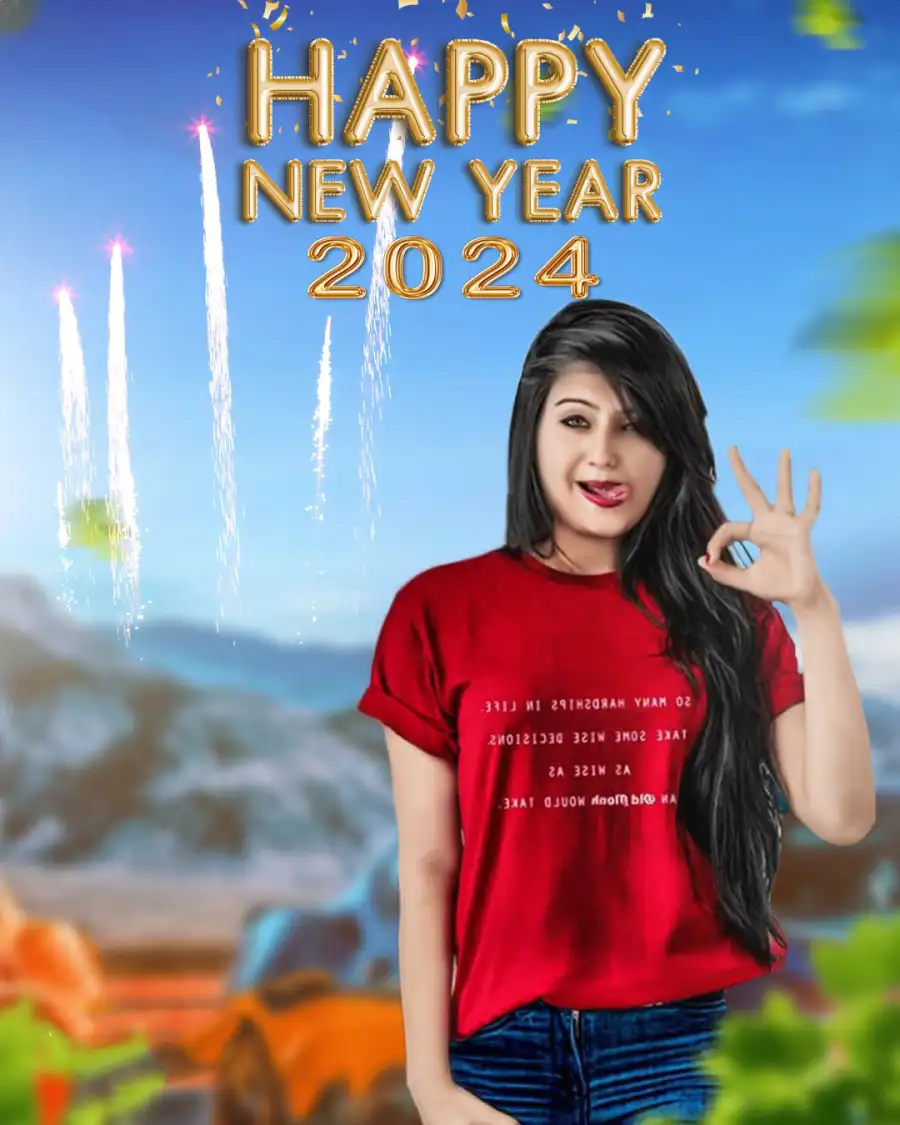 2024 Happy New Year Girl Poster  Picsart  Background