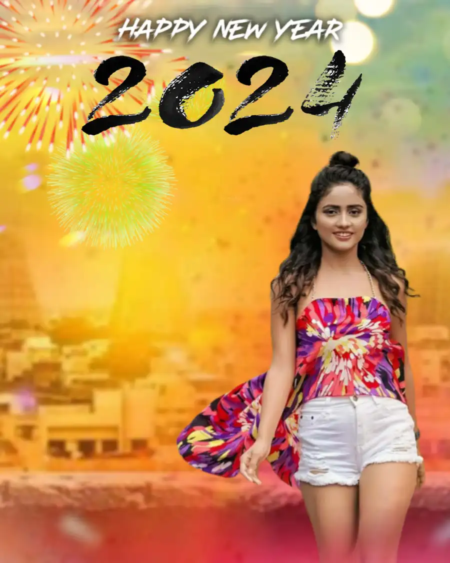 2024 Happy New Year Person Girl Banner Editing Background