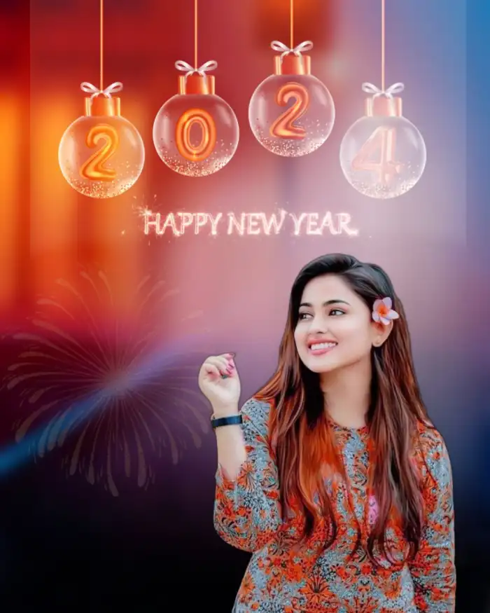 2024 New Year Girl Photo Editing Background HD