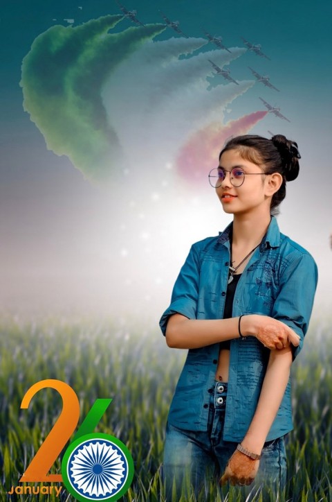 26 January Republic Day Girl CB Editing Background