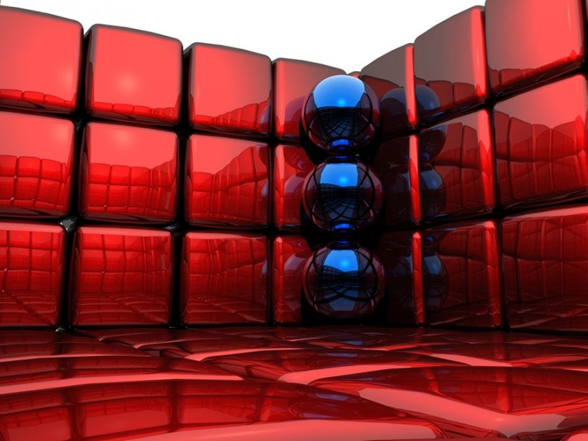 3D Ball Red Cubes PPT PowerPoint Background