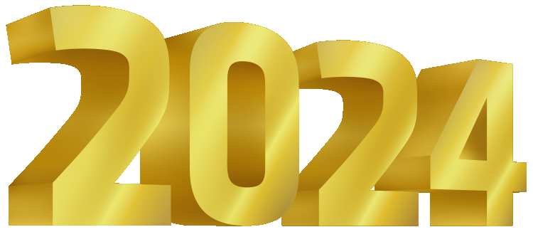 3D Gold 2024 Number PNG Background