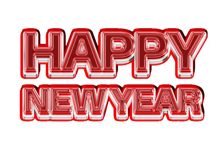 3D Red White Happy New Year Text PNG Images