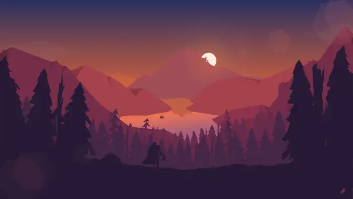 Abstract Forest  Sunset Over A Mountain Range Background