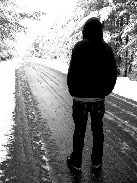 Alone Boy Road Background HD Download