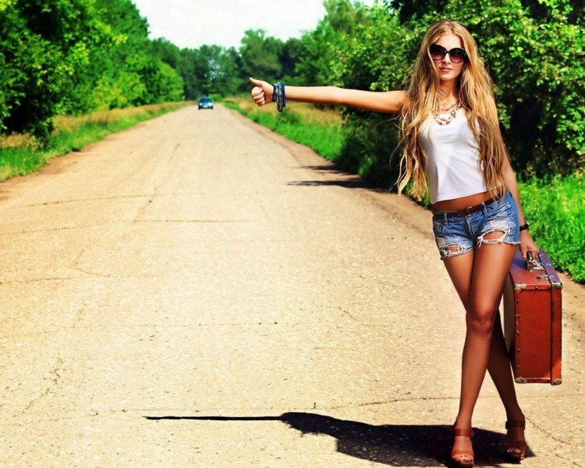 Alone Girl Lift Road Background HD Wallpaper Photo Image