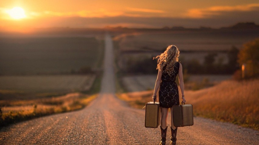 Alone Girl Road Background HD Photo Image Download