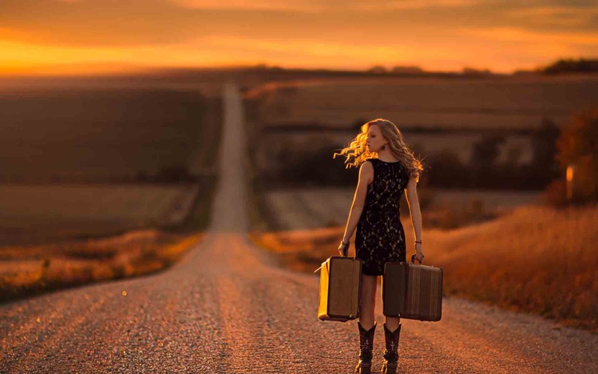 Alone Girl Road Background HD Wallpaper Photo Free Download