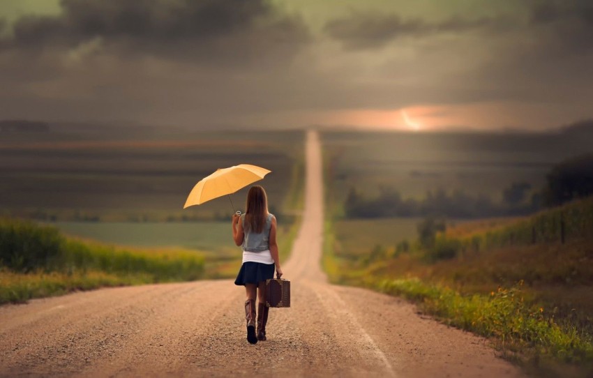 Alone Girl Road Background HD Wallpaper Photo Image