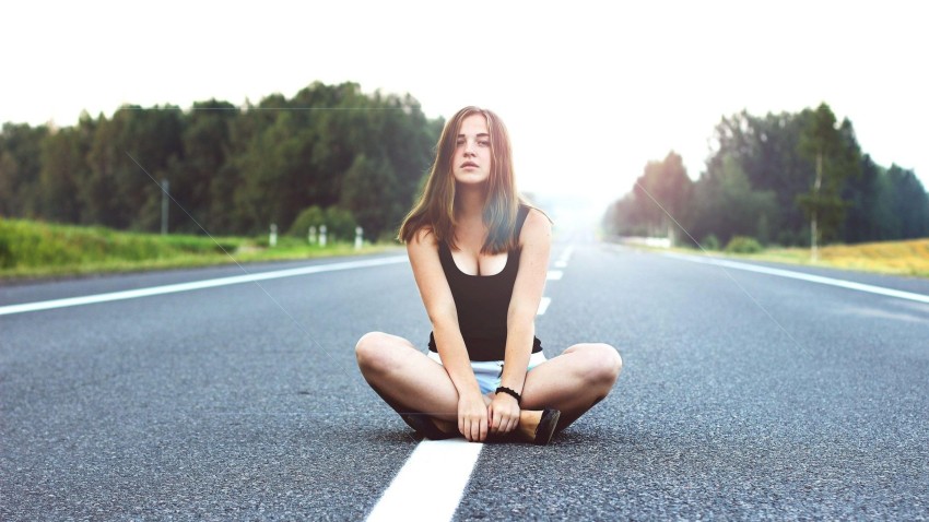 Alone Girl Road Editing Background HD Wallpaper Photo Image