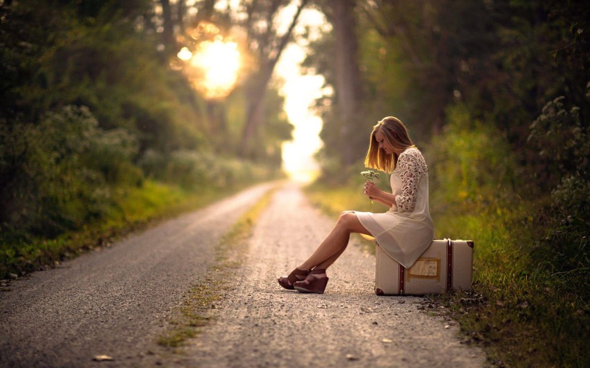 Alone Girl Road Editing Background HD Wallpaper Photo Image