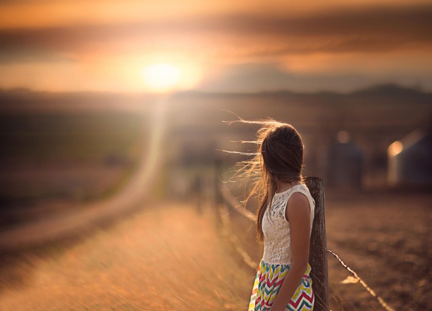 Alone Girl Road Sunset Background HD Wallpaper Photo Image