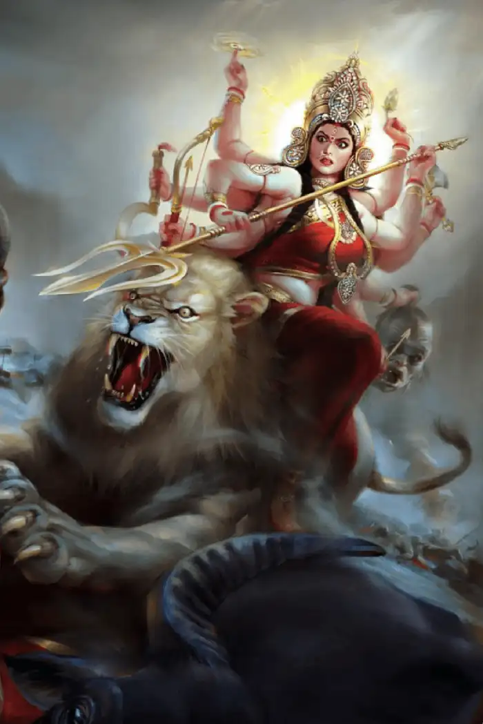 Angry Maaa Durga With Lion Navratri Editing Background HD