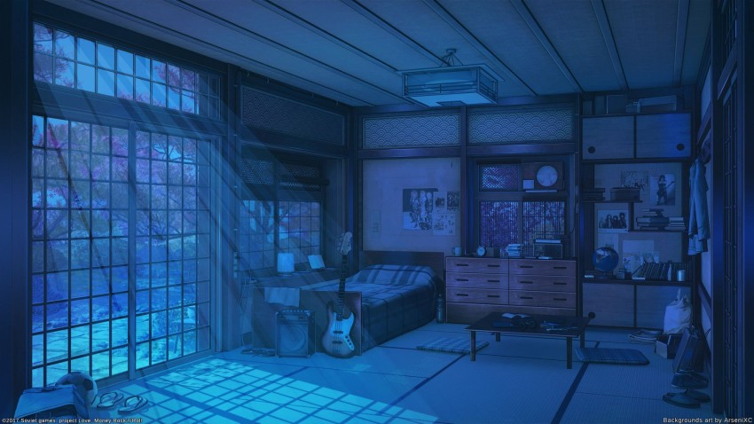 Anime Bed House Room HD Background Wallpaper