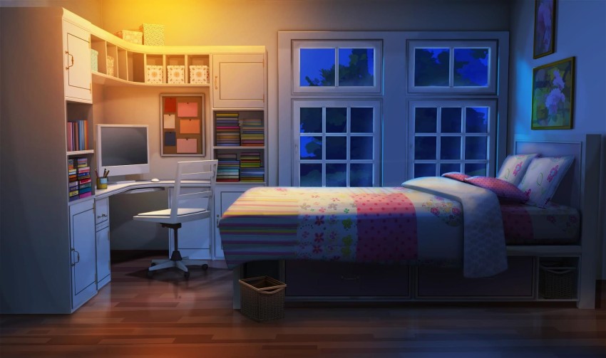 Anime Bed House Room HD Background Wallpaper