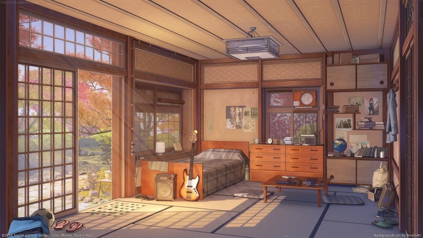 Anime Bed House Room HD Background Wallpaper