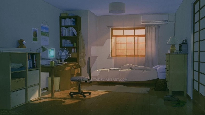 Anime Bed House Room HD Background Wallpaper