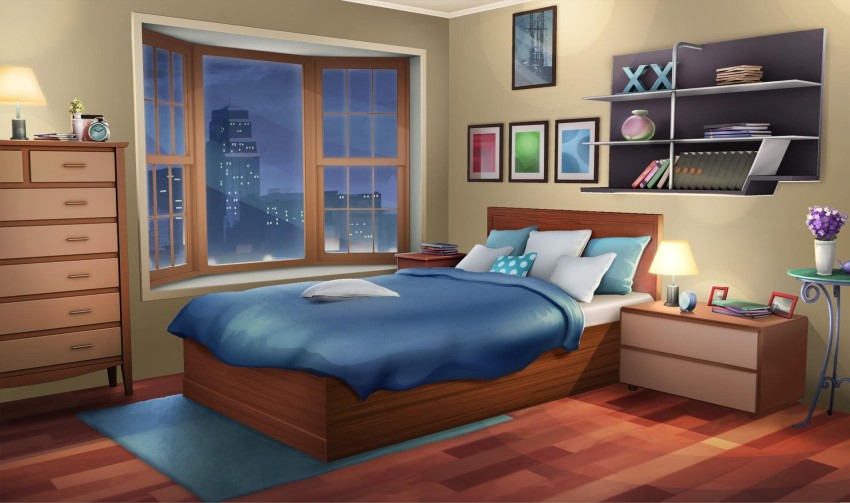 Anime Bed House Room HD Background Wallpaper