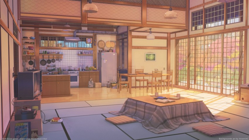 Anime Bed House Room HD Background Wallpaper