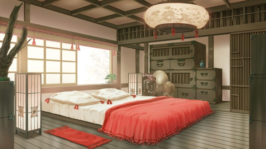 Anime Bed House Room HD Background Wallpaper