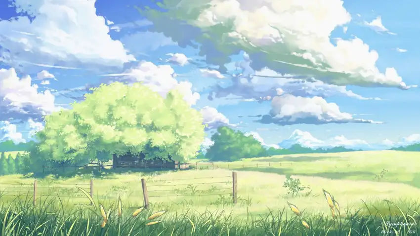 Anime Field Background Wallpaper HD Download