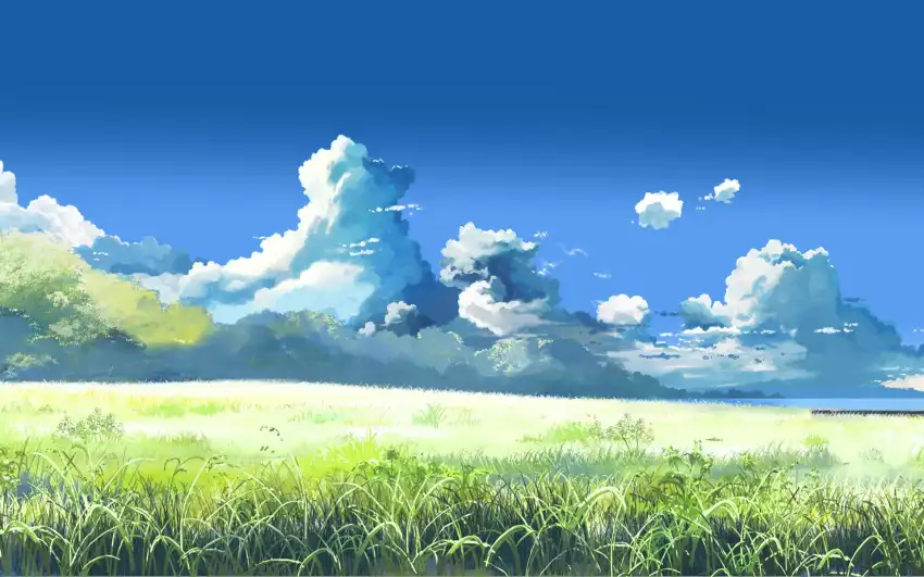 Anime Field With Sky Wallpaper Background HD Download